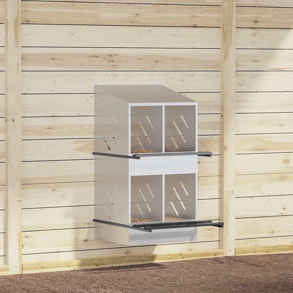 vidaXL Nichoir de poules avec 4 compartiments Métal argenté galvanisé
