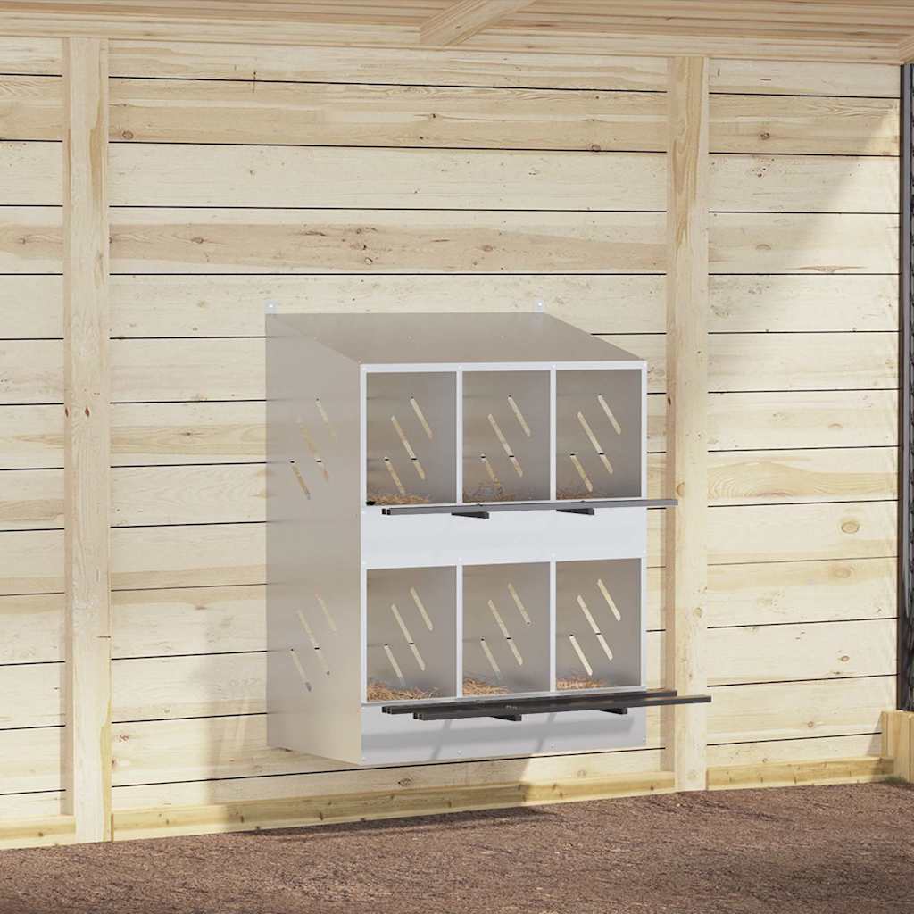 vidaXL Nichoir de poules avec 6 compartiments métal argenté galvanisé