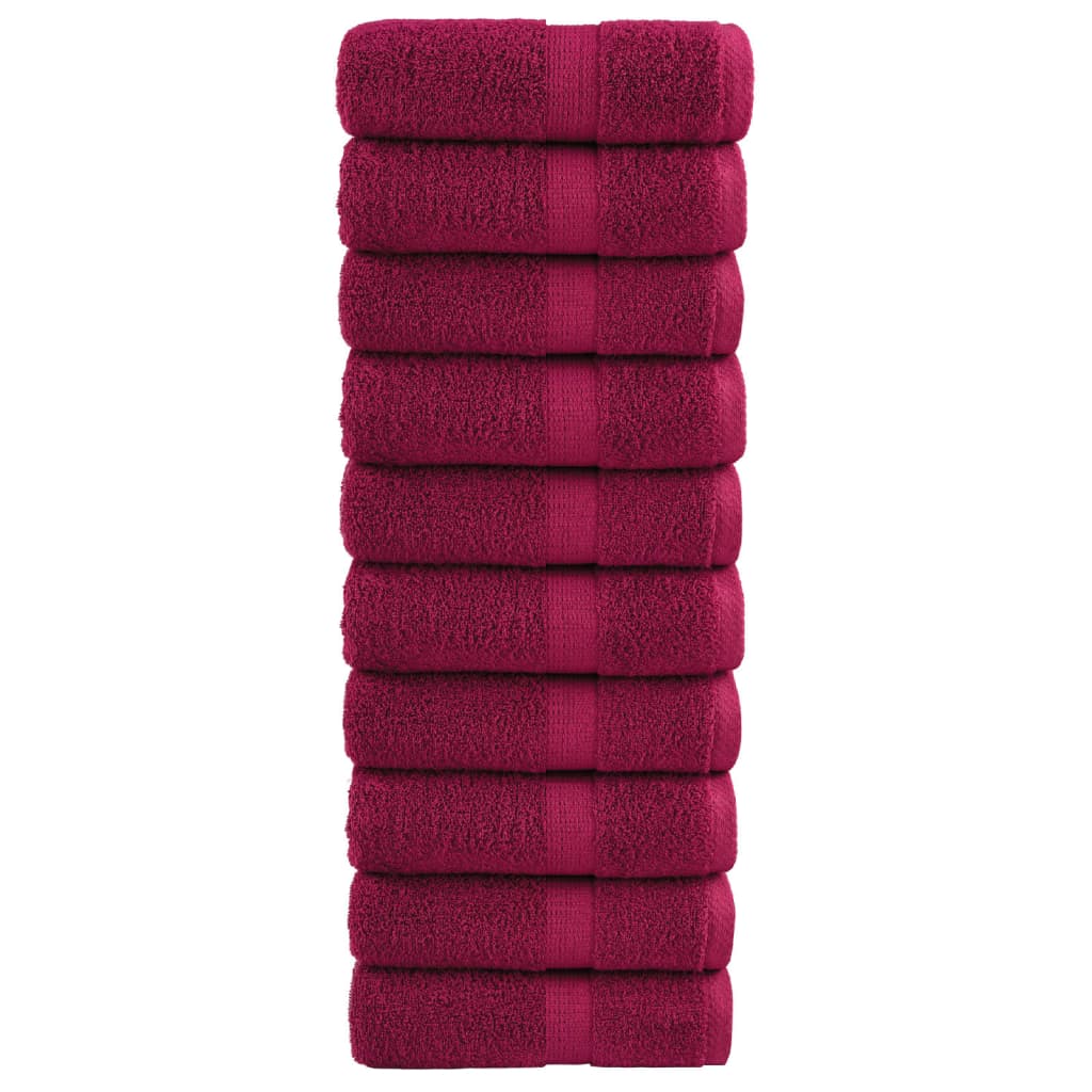 vidaXL Serviettes de toilette premium SOLUND 10 pièces Bordeaux 30 x 30 cm 600 g/m²