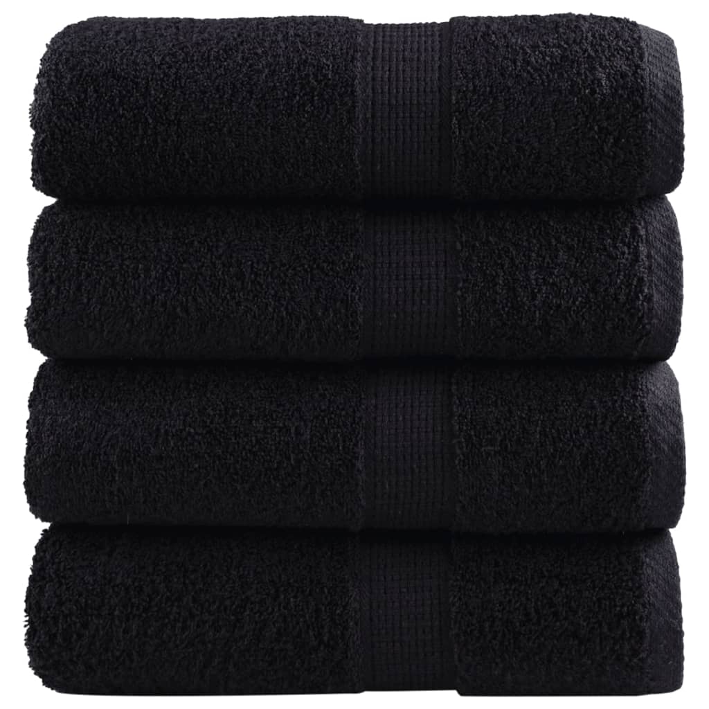 vidaXL Serviettes d'invité de qualité supérieure SOLUND 4 pcs noir