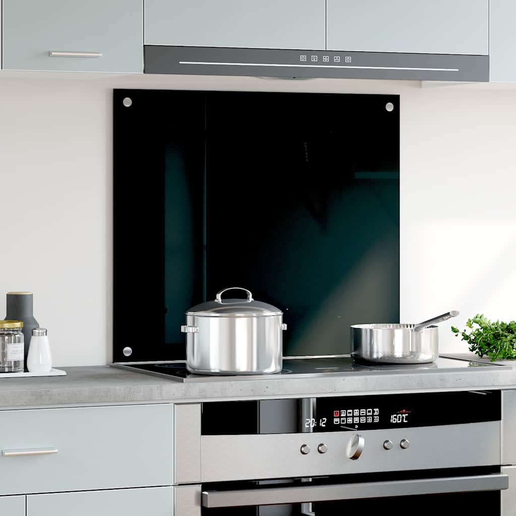 vidaXL Dosseret de cuisine Noir 70x60 cm Verre trempé - Image 3