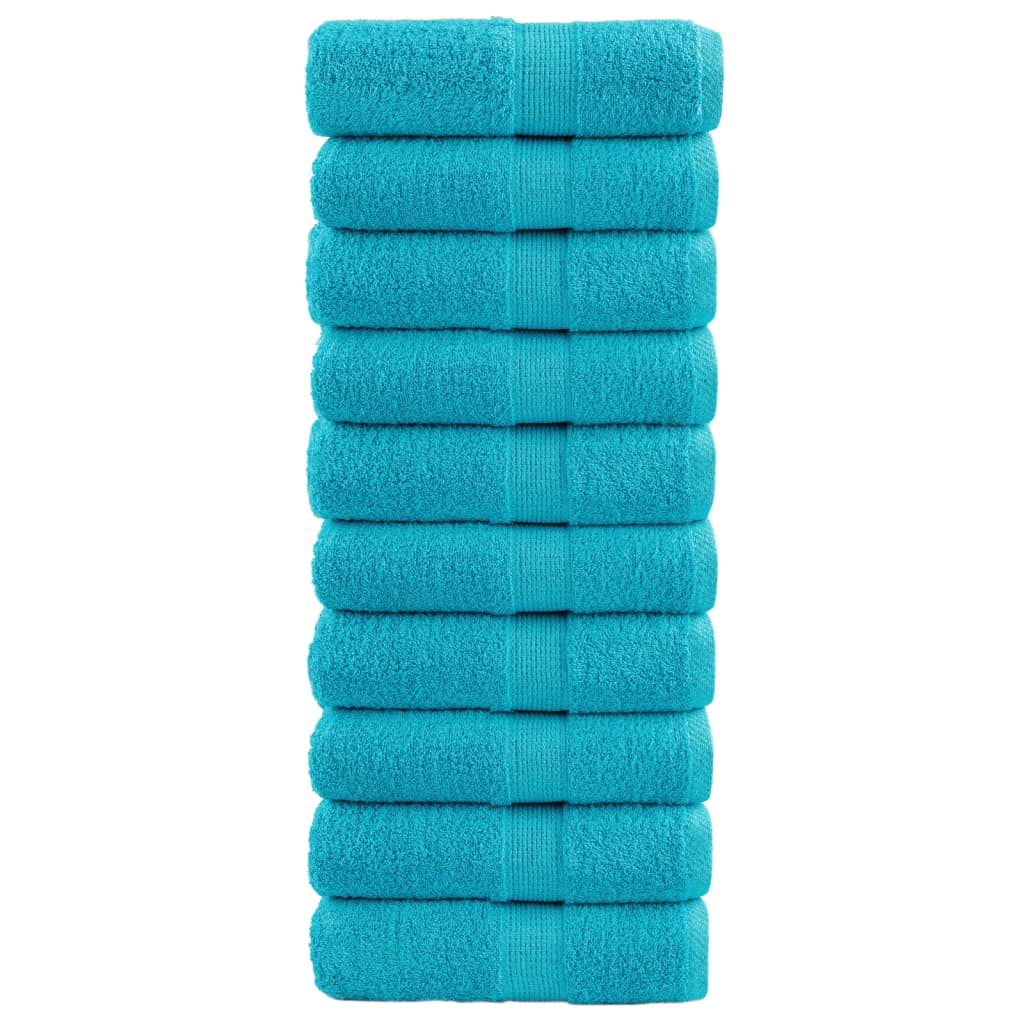 vidaXL Serviettes de toilette premium SOLUND 10 pièces Turquoise 30 x 30 cm 600 g/m²