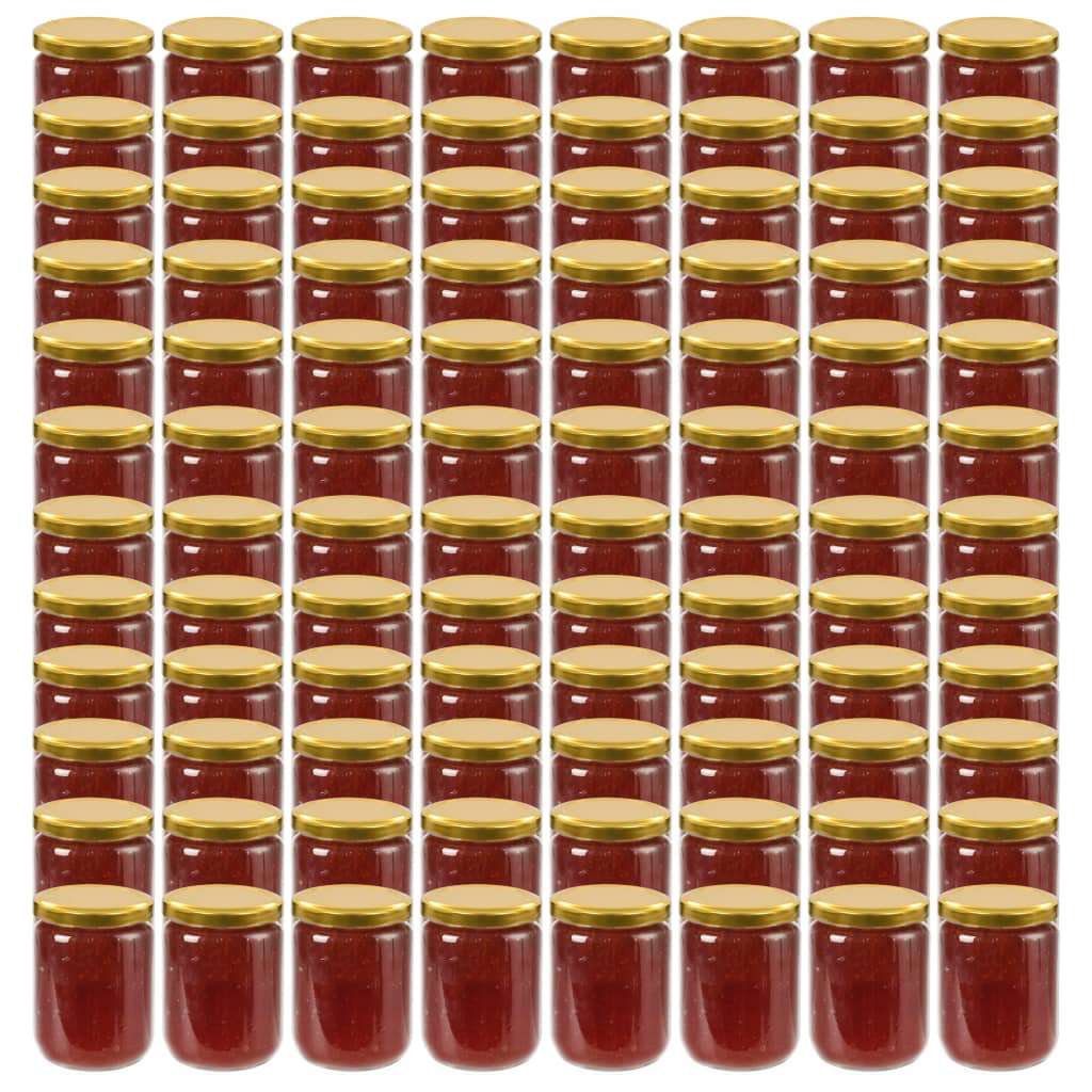 vidaXL Pots à confiture avec couvercle doré 96 pcs Verre 230 ml