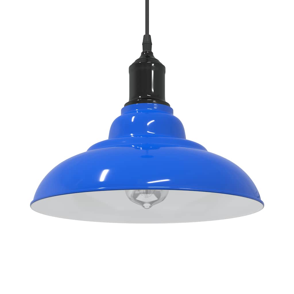 vidaXL Lampe suspendue réglable hauteur E27 bleu foncé Ø 31 cm métal