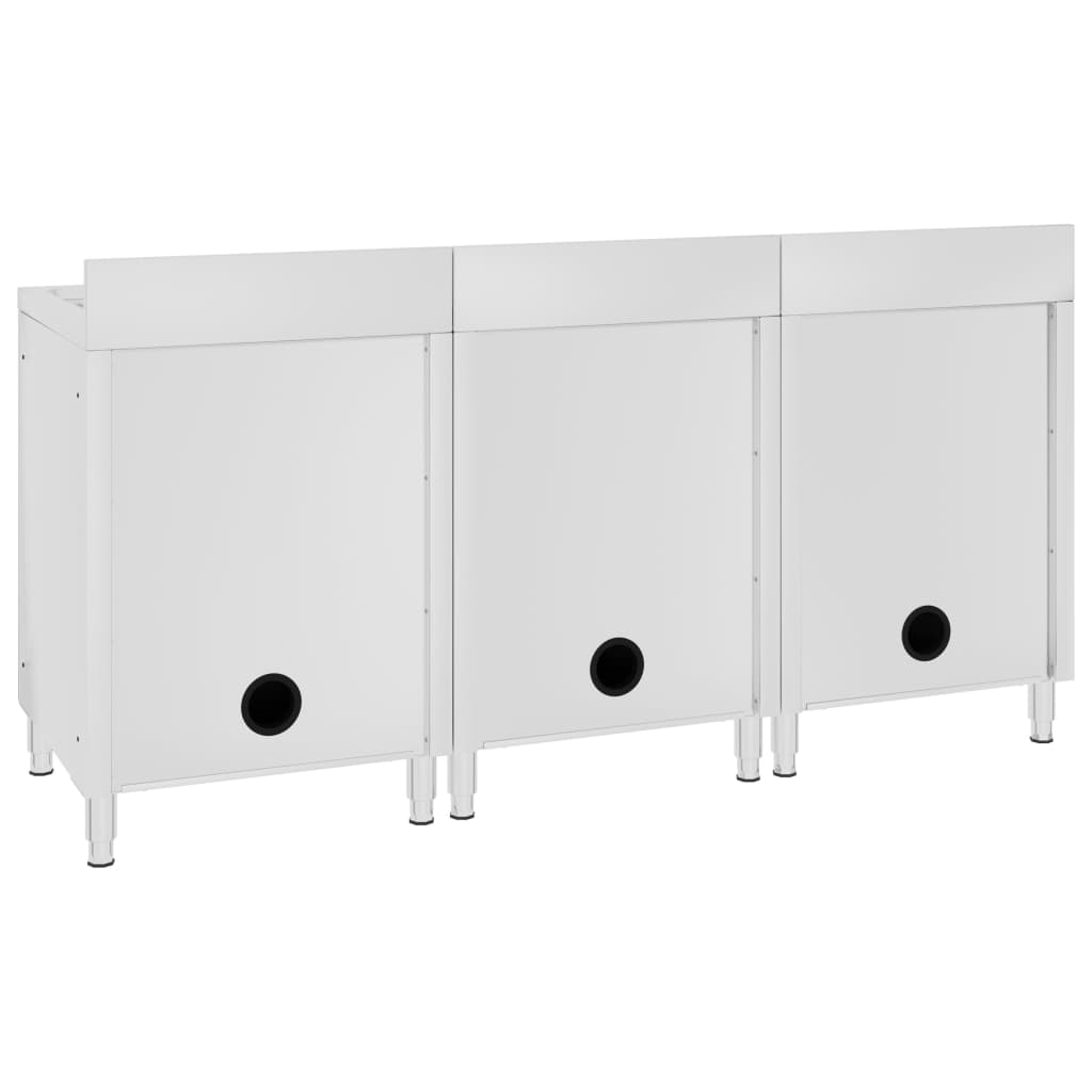 vidaXL Éviers de cuisine commerciaux 3 pcs Acier inoxydable - Image 4