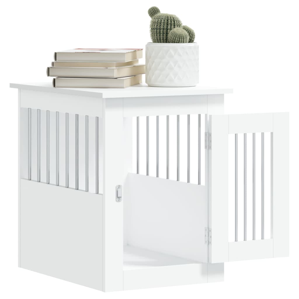 vidaXL Meuble de cage pour chiens blanc 45x62x59 cm bois d'ingénierie - Image 5