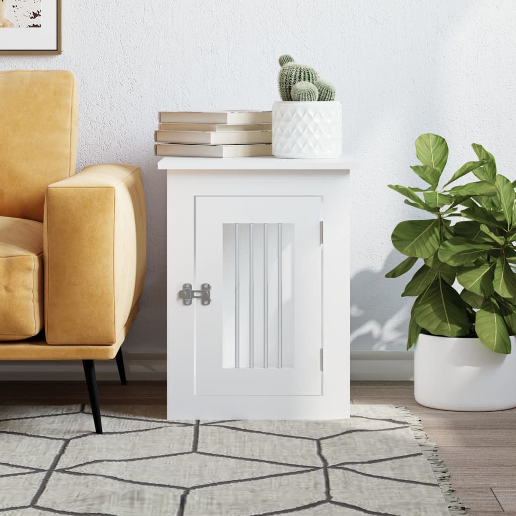 vidaXL Meuble de cage pour chiens blanc 45x62x59 cm bois d'ingénierie - Image 3