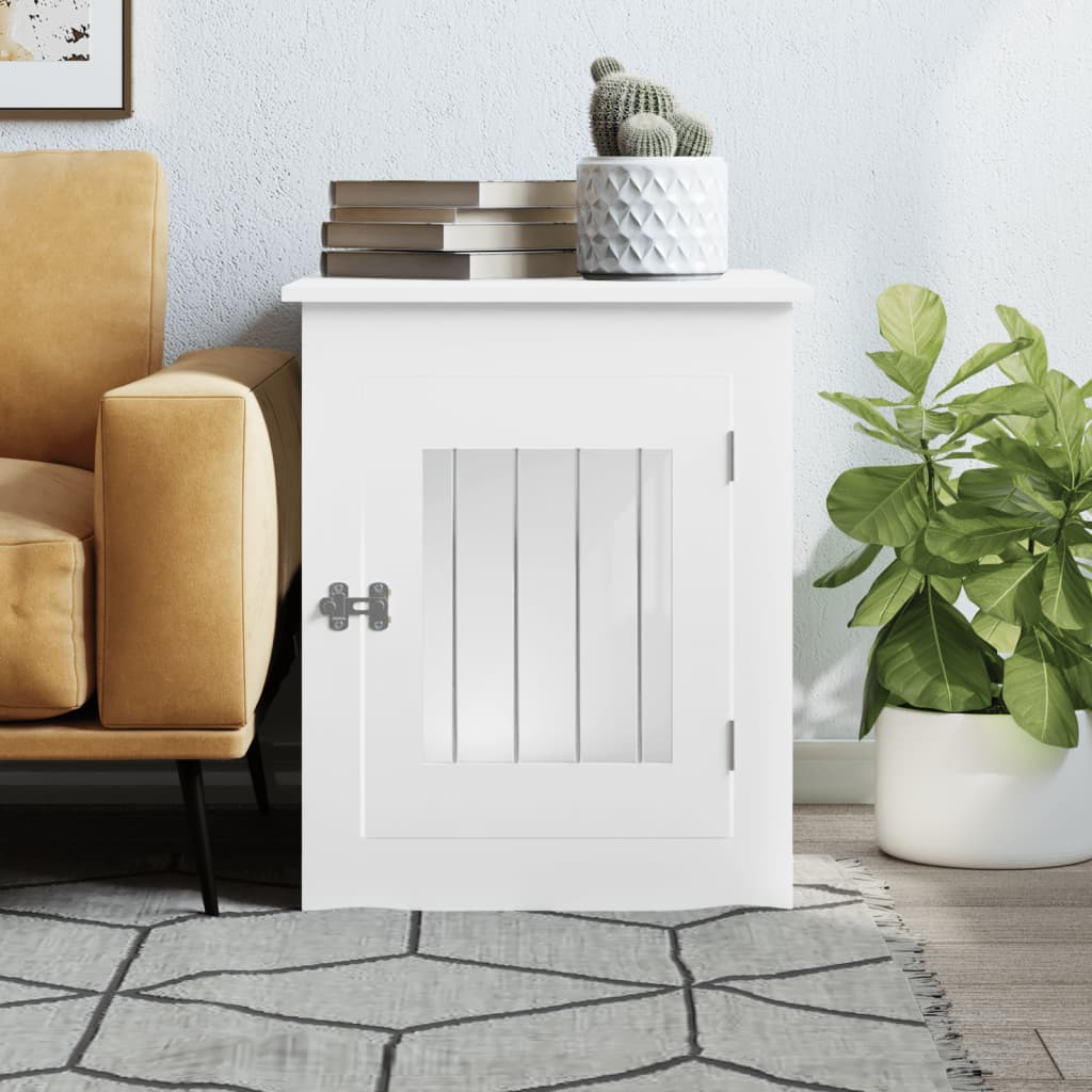 vidaXL Meuble de cage pour chiens blanc 55x75x65 cm bois d'ingénierie - Image 3