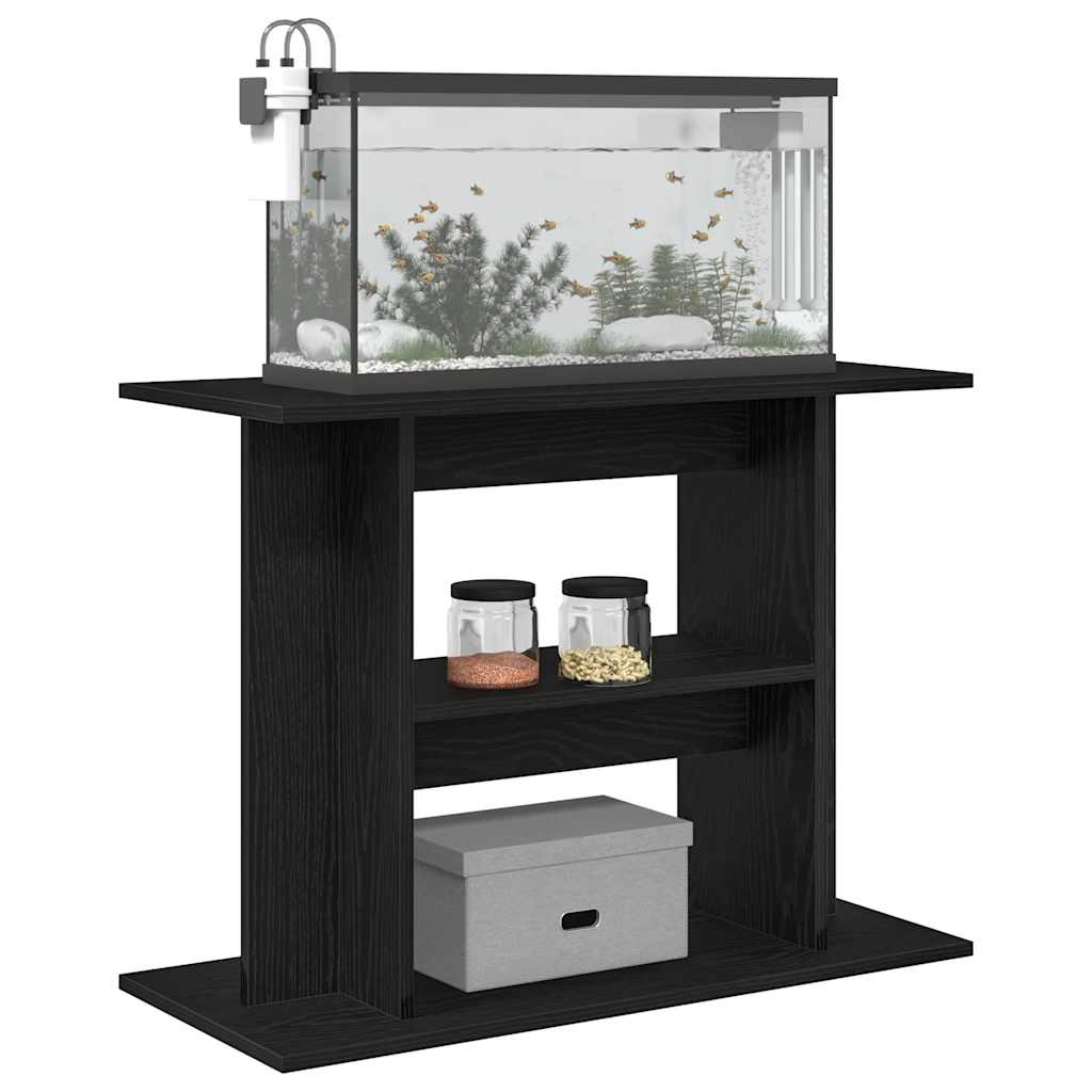 vidaXL Support pour aquarium chêne noir 80x35x60cm bois d'ingénierie - Image 4