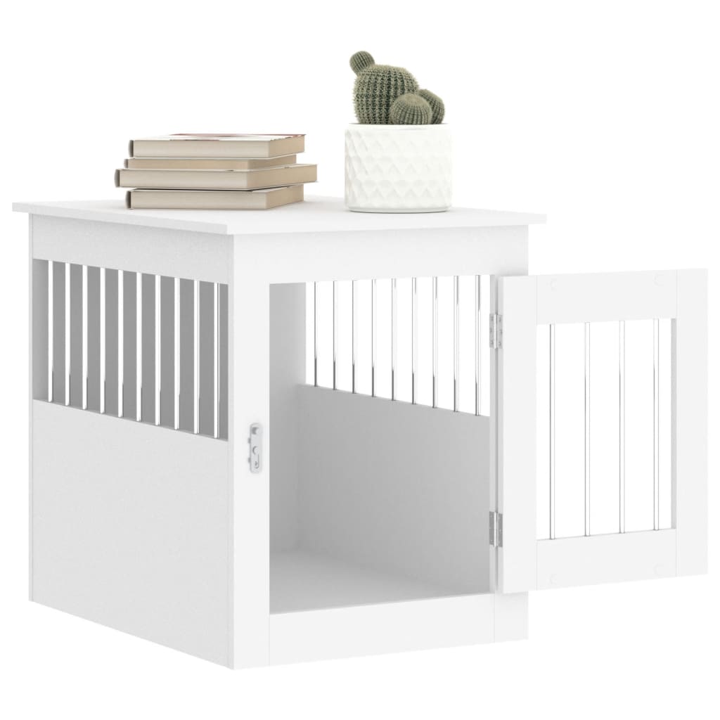 vidaXL Meuble de cage pour chiens blanc 55x75x65 cm bois d'ingénierie - Image 5
