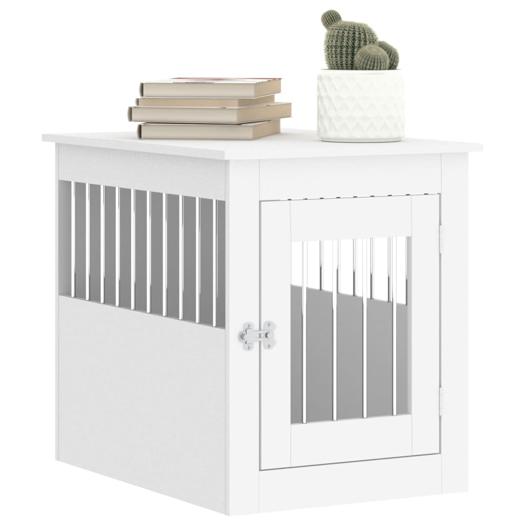 vidaXL Meuble de cage pour chiens blanc 55x75x65 cm bois d'ingénierie - Image 4