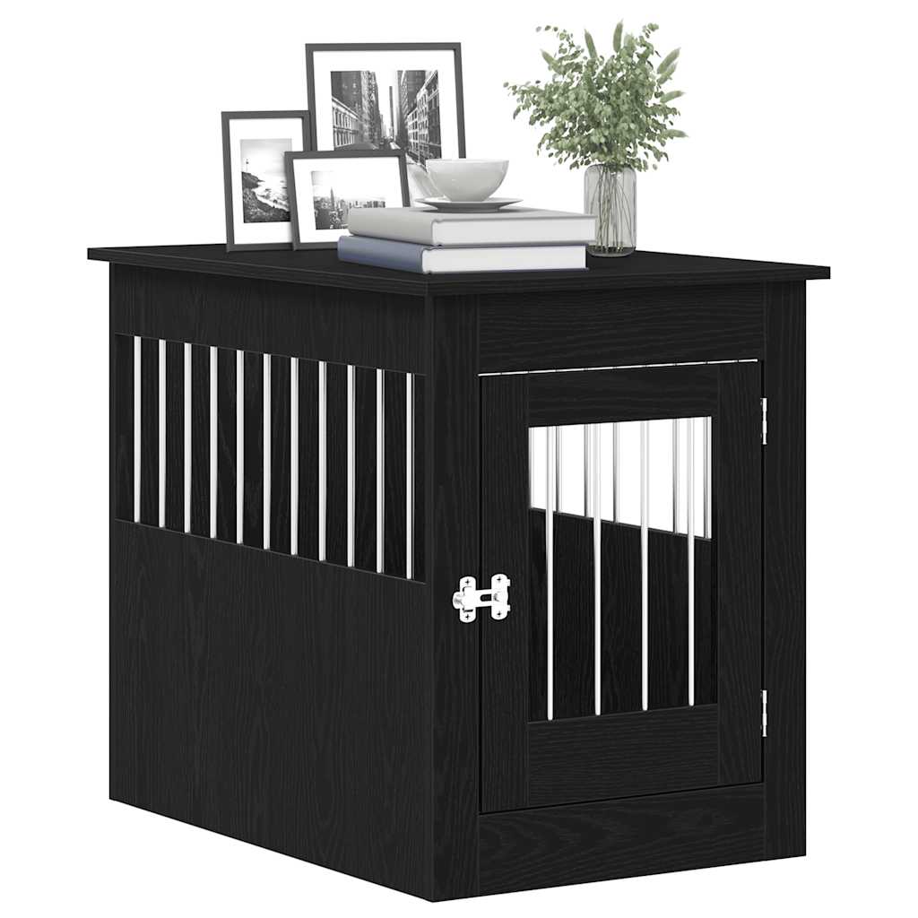 vidaXL Meuble pour cage à chien en chêne noir 55 x 80 x 68 cm en bois d'ingénierie - Image 4