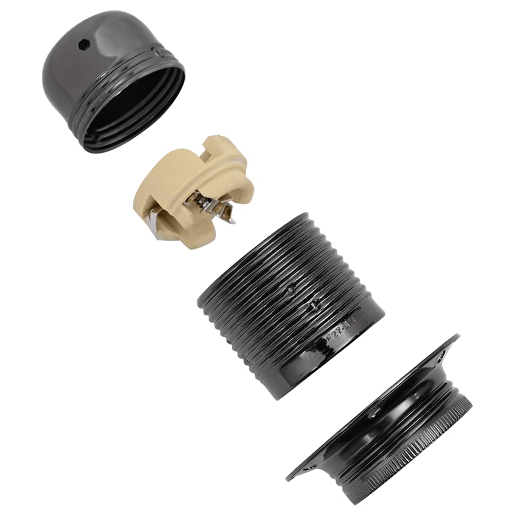 vidaXL Douilles de lampe 2 pcs noir brillant E27 - Image 6