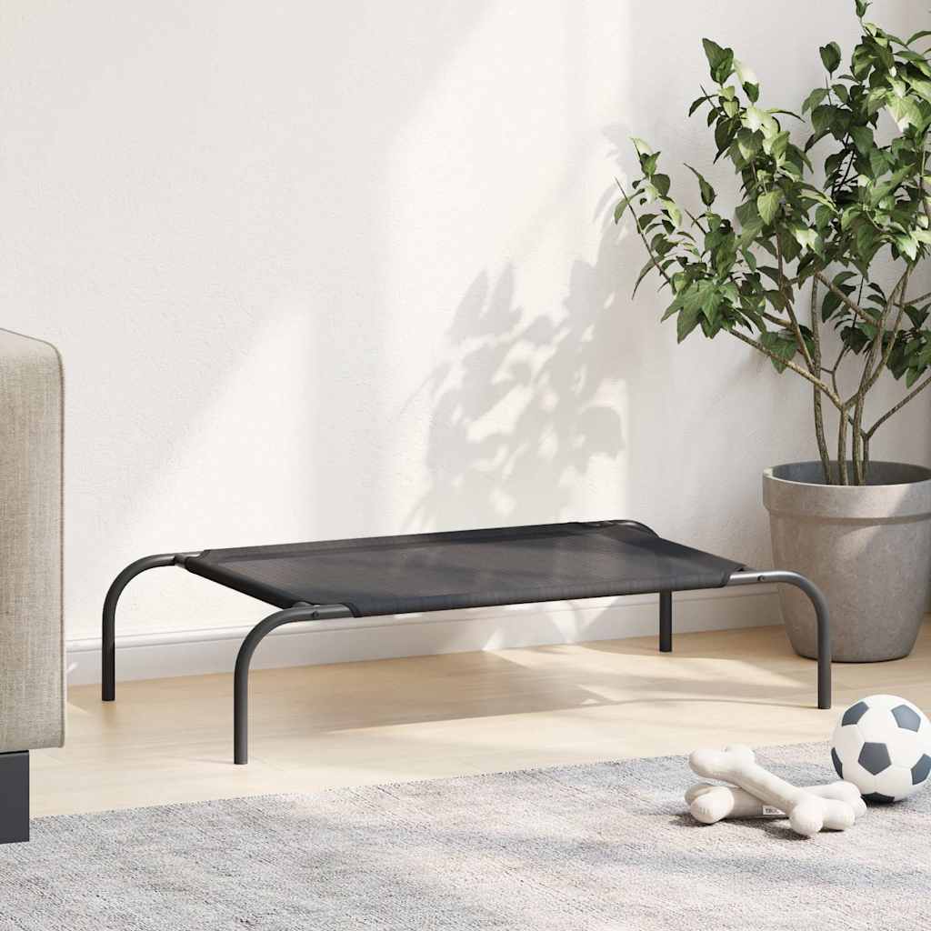 vidaXL Lit surélevé pour chien Noir S Textilène - Image 3