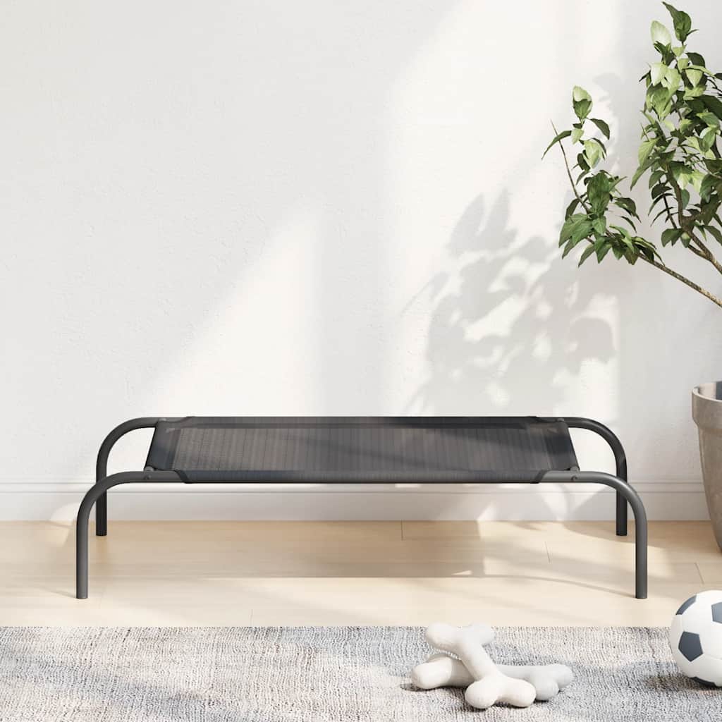 vidaXL Lit surélevé pour chien Noir S Textilène