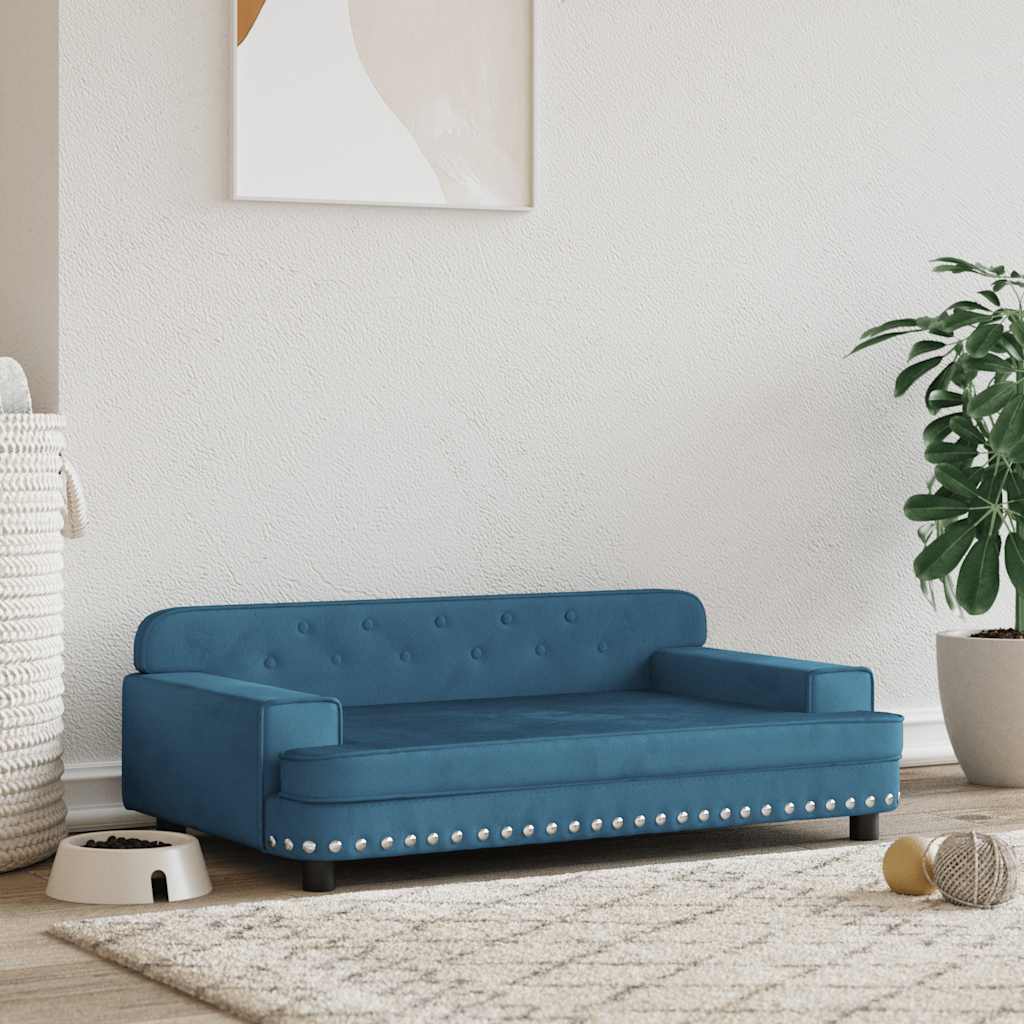 vidaXL Lit pour chien bleu 90x53x30 cm velours
