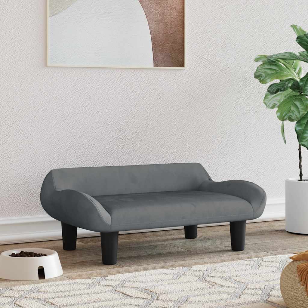 vidaXL Lit pour chien gris foncé 70x40x24 cm velours
