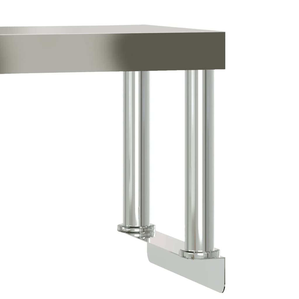 vidaXL Table de travail de cuisine avec étagère 110x55x120 cm inox - Image 6
