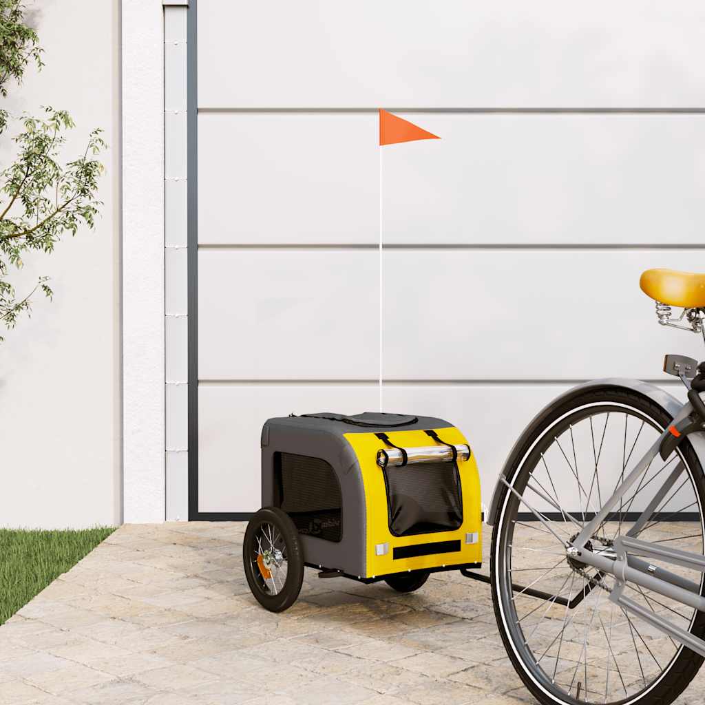 vidaXL Remorque de vélo pour animaux de compagnie jaune et gris