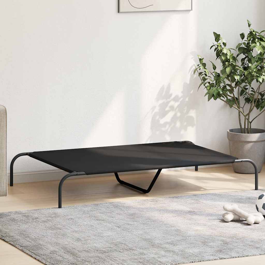 VidaXL Lit surélevé pour chien noir 130x80x20 cm tissu oxford et acier - Image 3