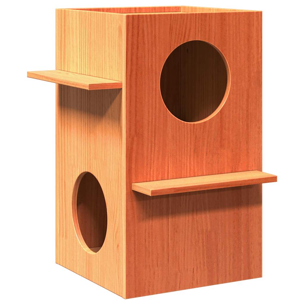 vidaXL Maison pour chat cire marron 43x43x60 cm bois de pin massif