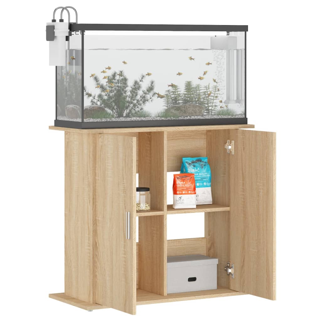 vidaXL Support d'aquarium Chêne Sonoma 81x36x73 cm Bois d'ingénierie - Image 4