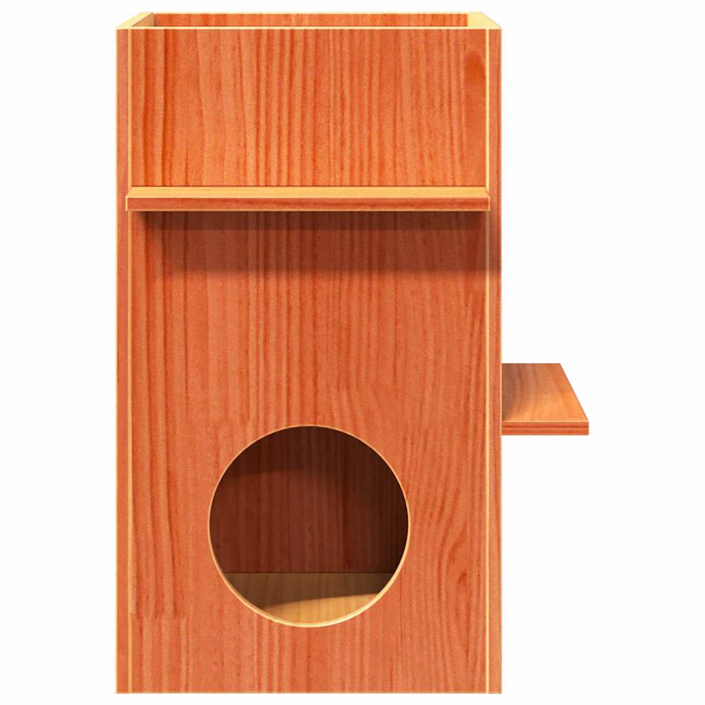 vidaXL Maison pour chat cire marron 43x43x60 cm bois de pin massif - Image 4