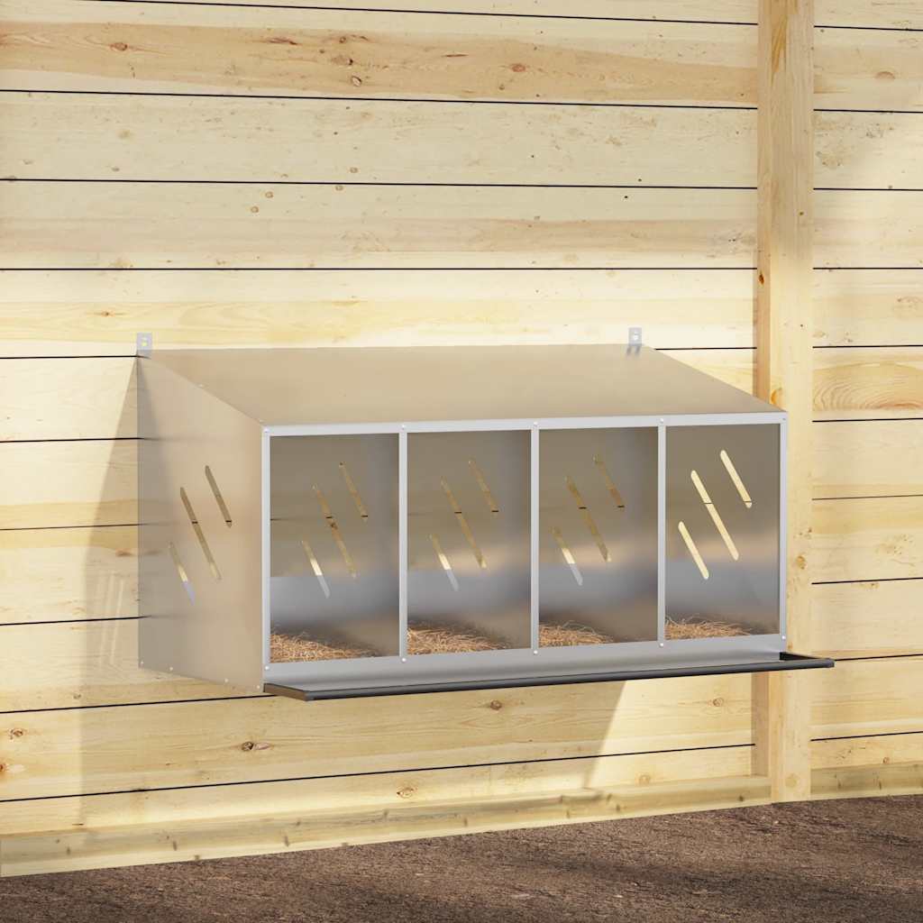 vidaXL Nichoir de poules avec 4 compartiments Métal argenté galvanisé