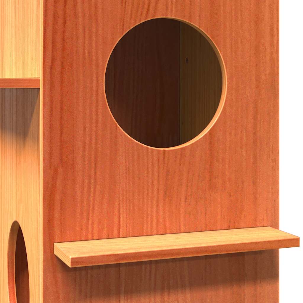 vidaXL Maison pour chat cire marron 43x43x60 cm bois de pin massif - Image 6