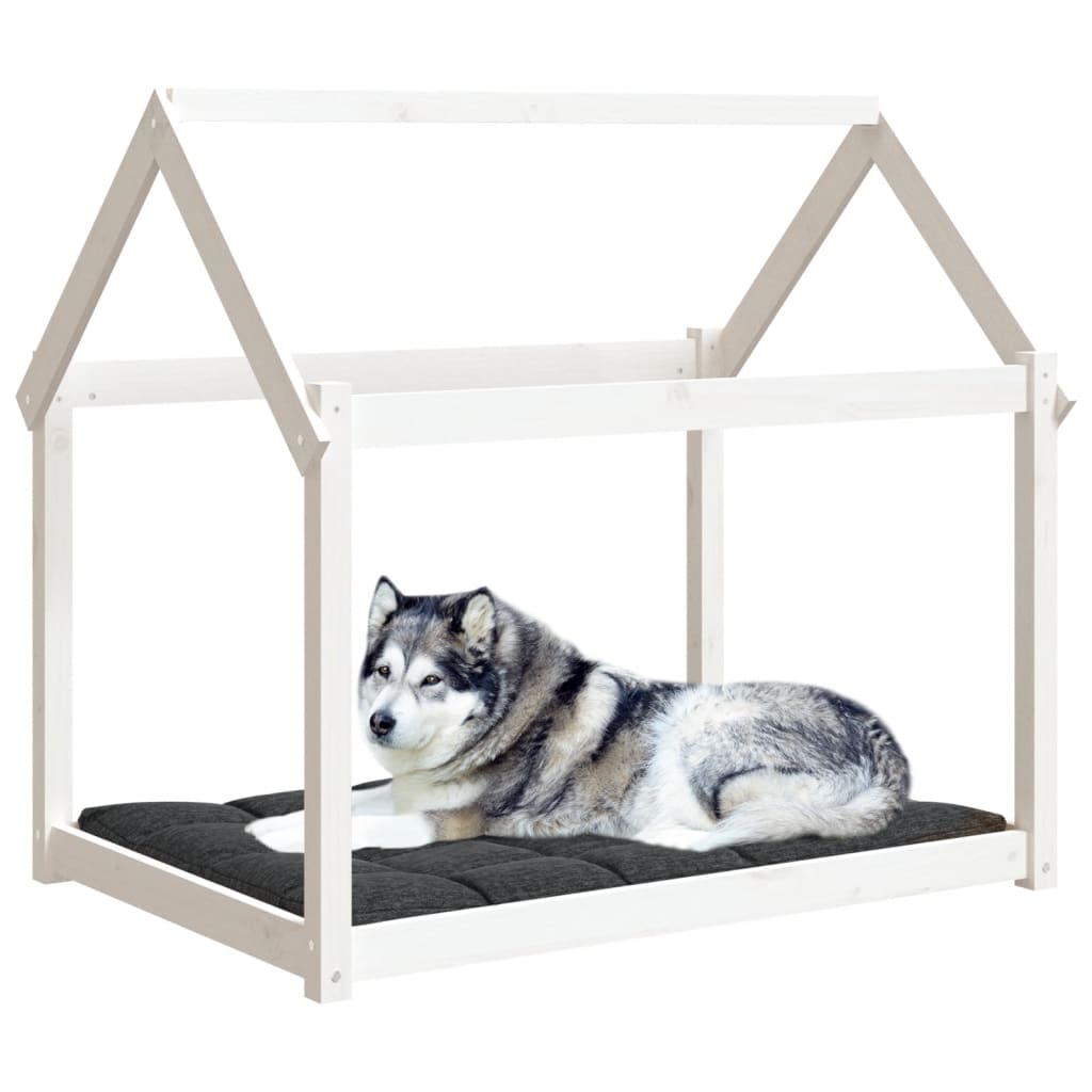 vidaXL Lit pour chien Blanc 111x80x100 cm Bois de pin solide - Image 4