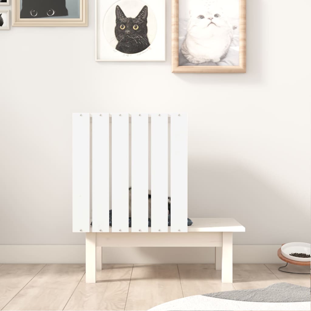 vidaXL Maison pour chat Blanc 60x36x60 cm Bois de pin massif - Image 3