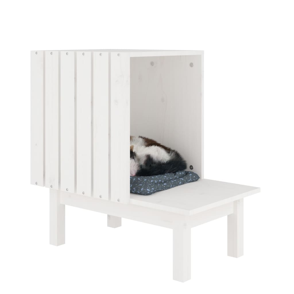 vidaXL Maison pour chat Blanc 60x36x60 cm Bois de pin massif - Image 6