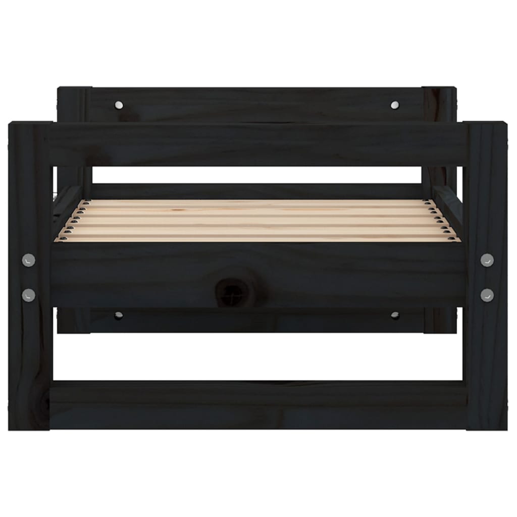 vidaXL Lit pour chien Noir 55,5x45,5x28 cm Bois de pin solide - Image 6