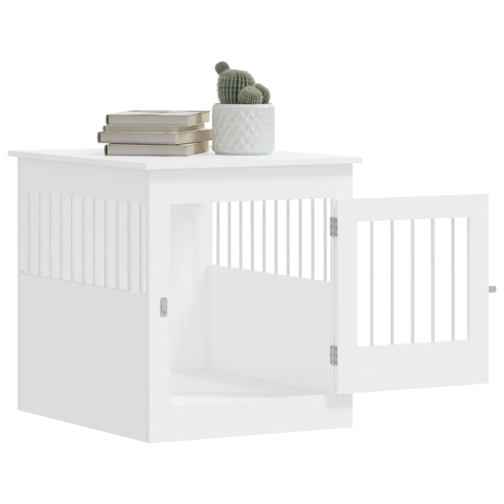 vidaXL Meuble de cage pour chiens blanc 64,5x80x71cm bois d'ingénierie - Image 5