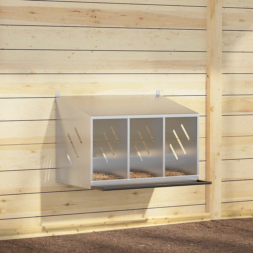 vidaXL Nichoir de poules avec 3 compartiments métal argenté galvanisé