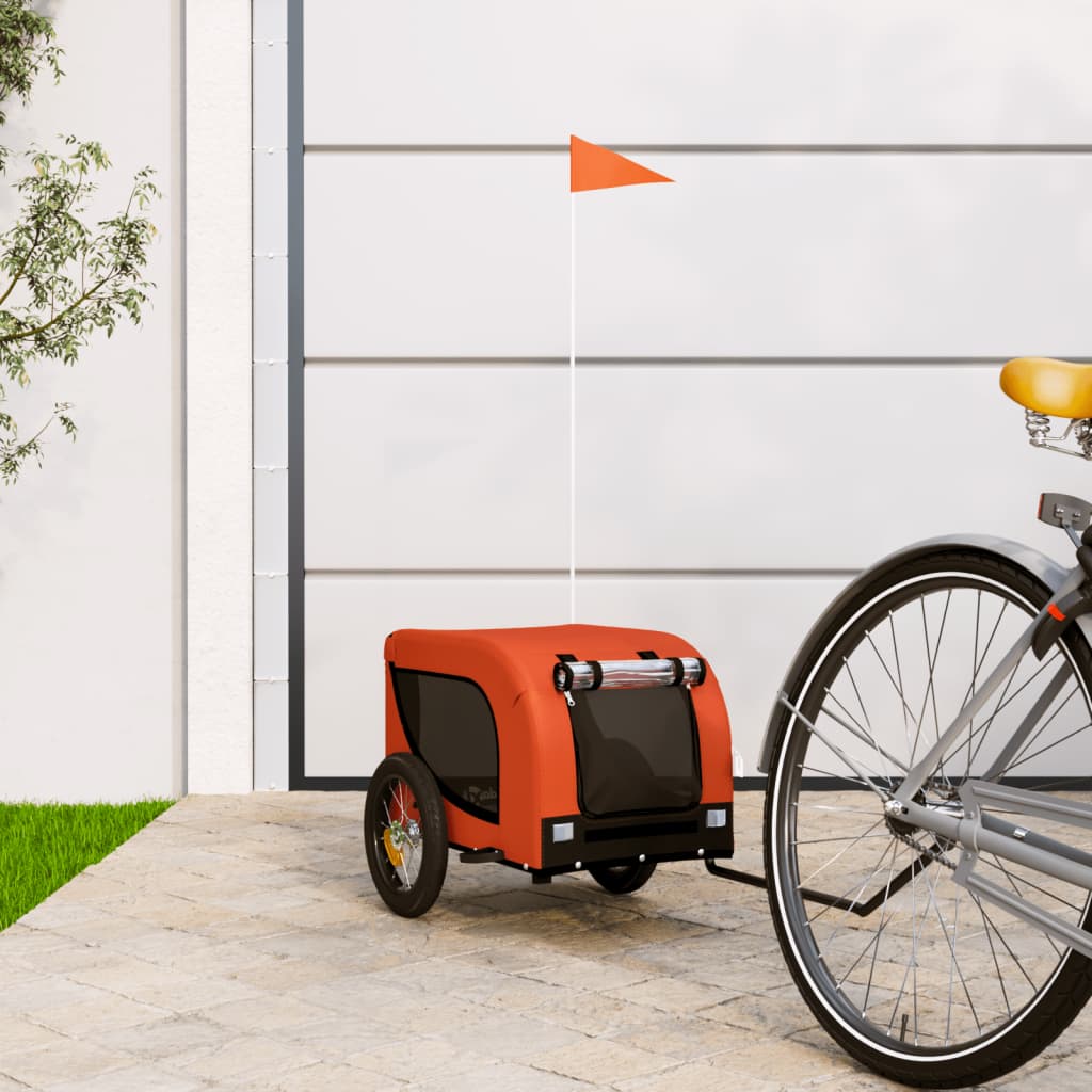 vidaXL Remorque de vélo pour animaux de compagnie orange et noir