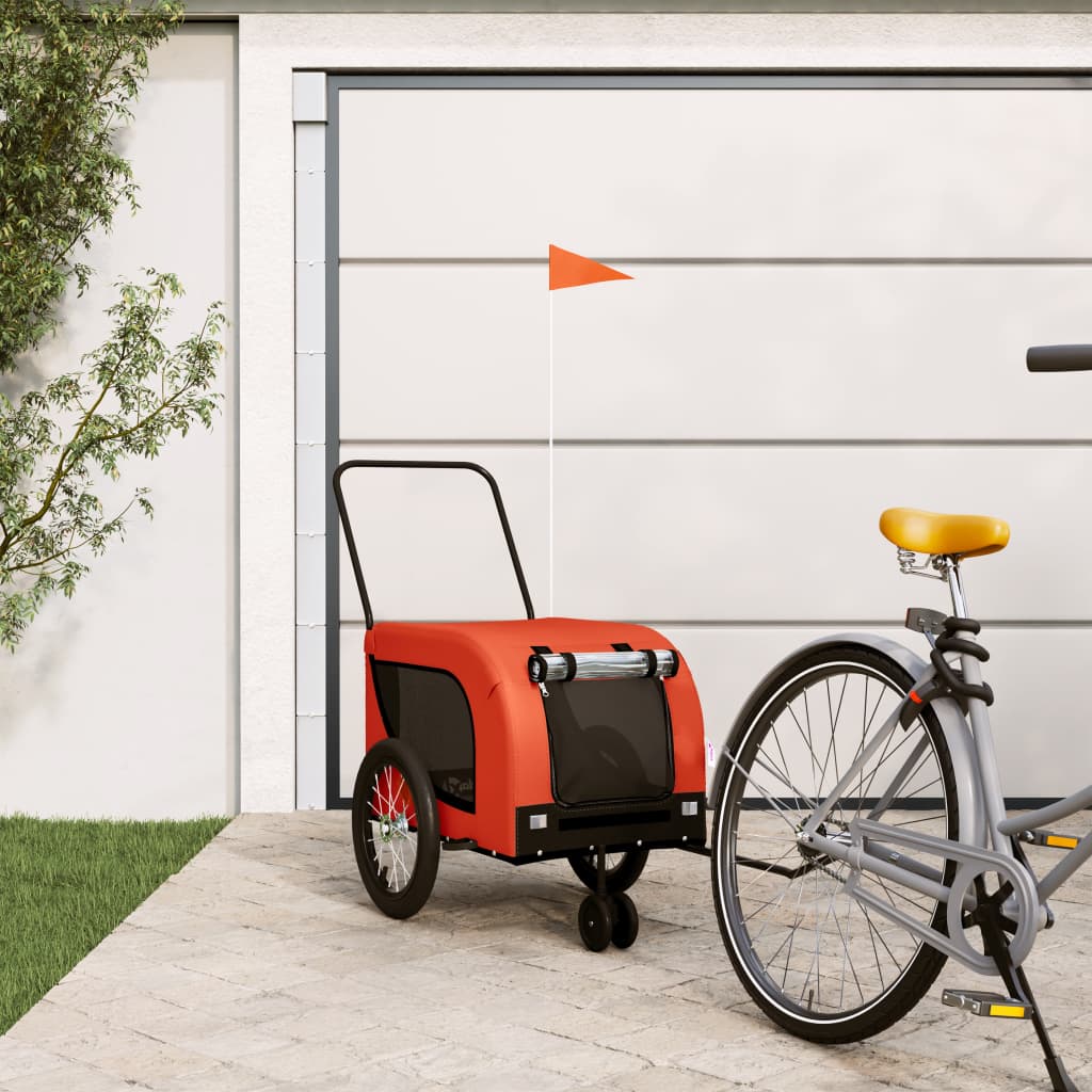vidaXL Remorque de vélo pour animaux de compagnie orange et noir