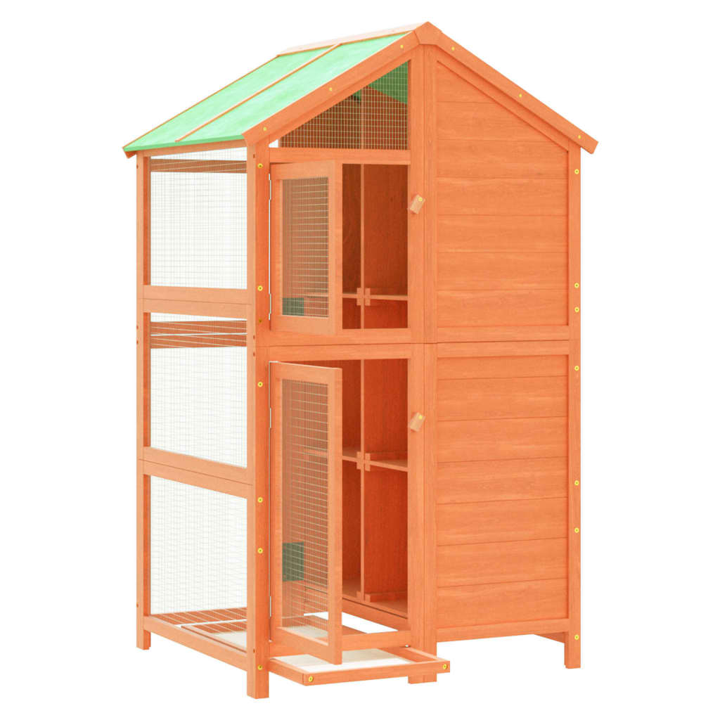 vidaXL Maison à oiseaux marron 97x81x152 cm bois massif de pin - Image 4
