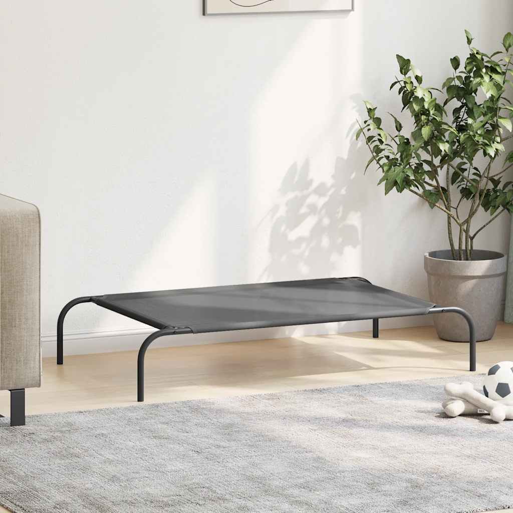 vidaXL Lit surélevé pour chien gris 110x65x20 cm textilène et acier - Image 3