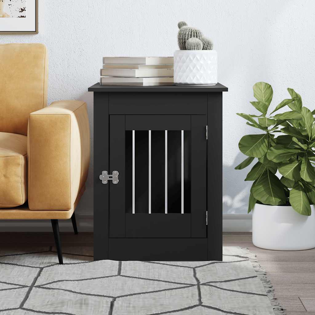 vidaXL Meuble de cage pour chiens noir 55x80x68 cm bois d'ingénierie - Image 3