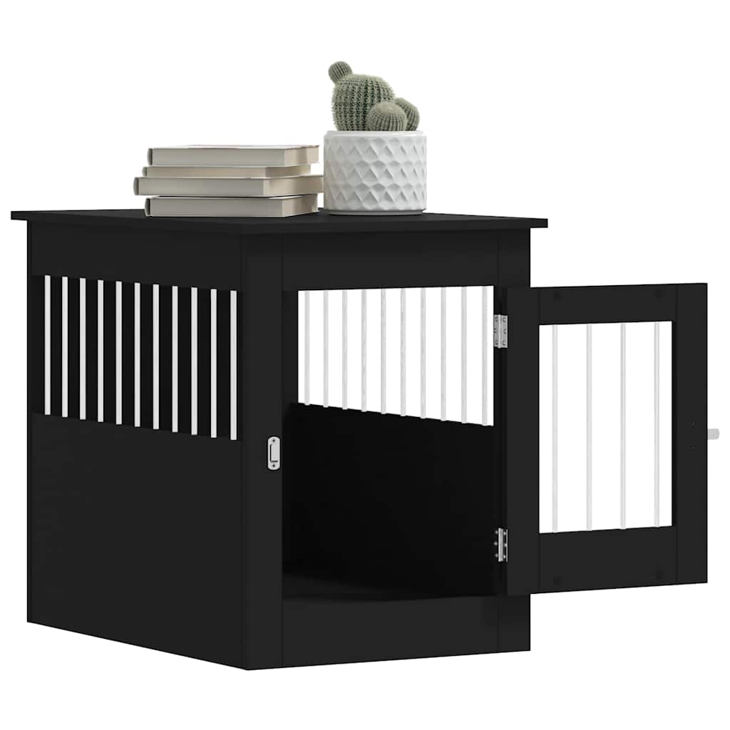 vidaXL Meuble de cage pour chiens noir 55x80x68 cm bois d'ingénierie - Image 5