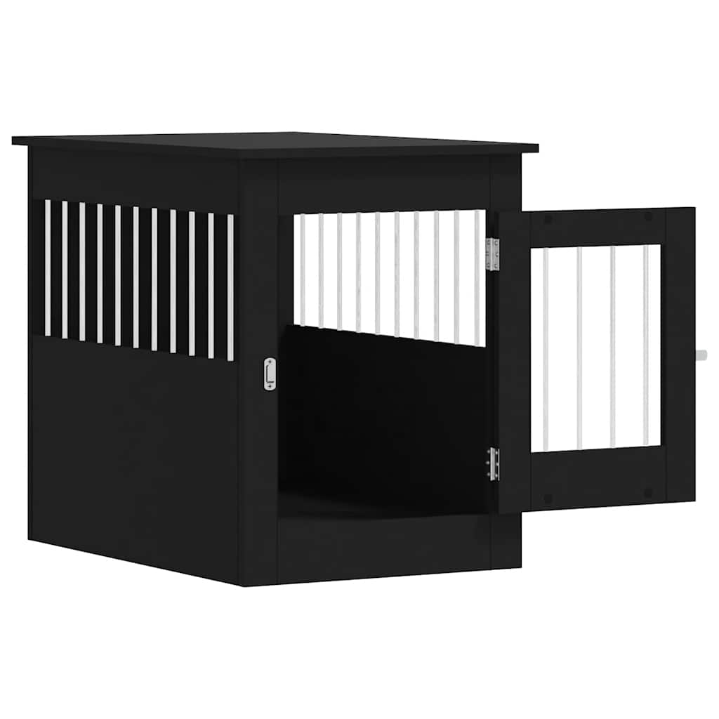 vidaXL Meuble de cage pour chiens noir 55x80x68 cm bois d'ingénierie - Image 6