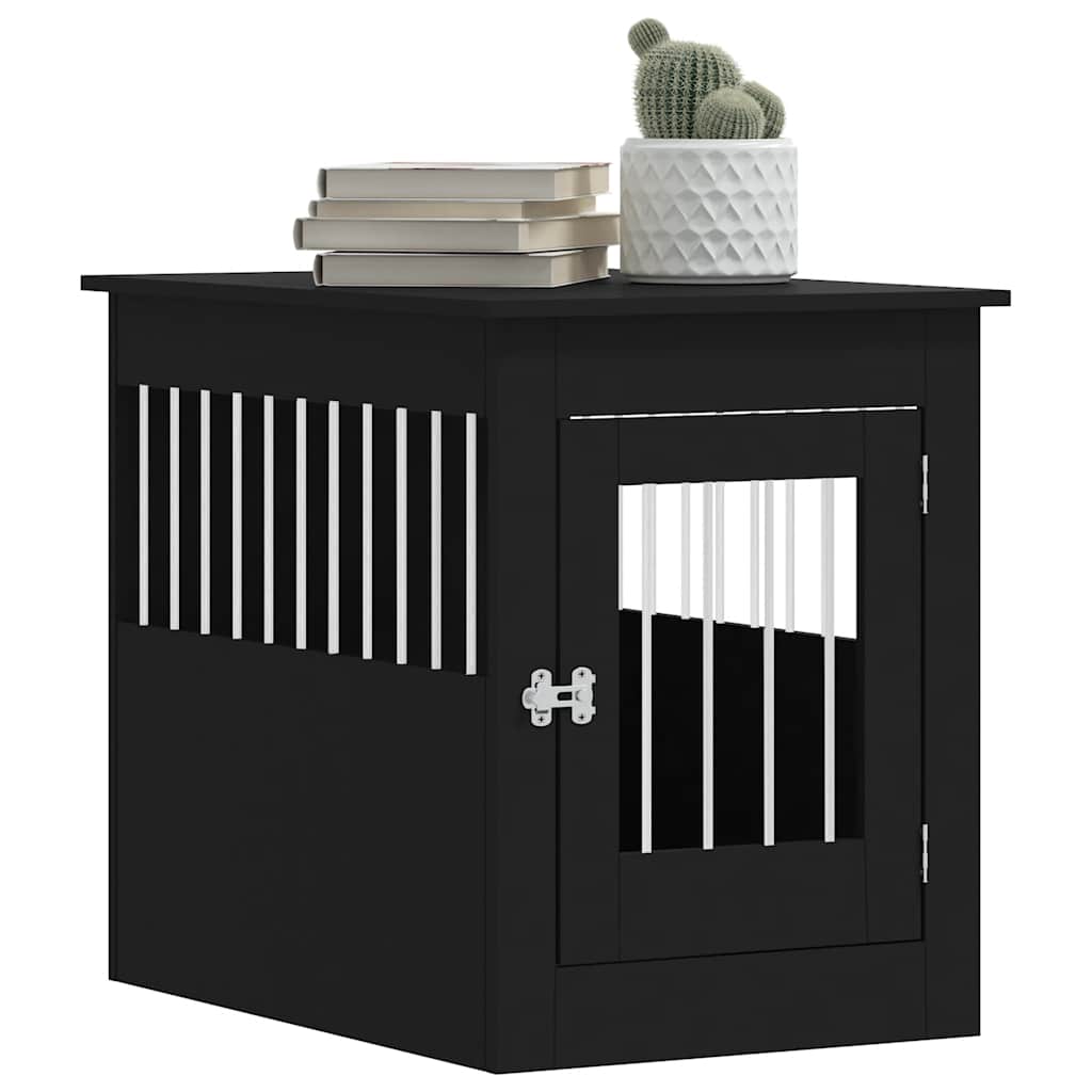 vidaXL Meuble de cage pour chiens noir 55x80x68 cm bois d'ingénierie - Image 4