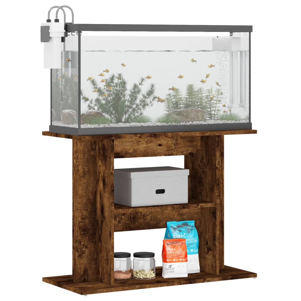 vidaXL Support d'aquarium Chêne fumé 80x35x60 cm Bois d'ingénierie - Image 3