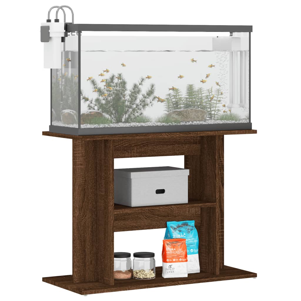 vidaXL Support pour aquarium chêne marron 80x35x60cm bois d'ingénierie - Image 3