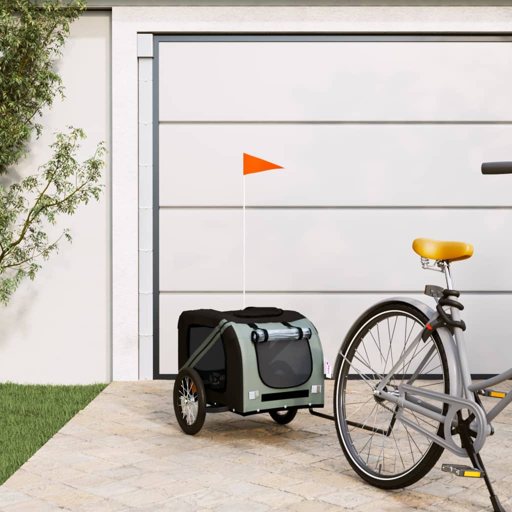 vidaXL Remorque de vélo pour animaux de compagnie noir et gris