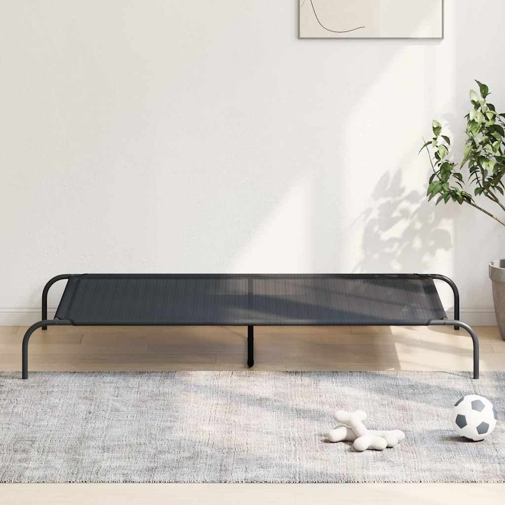 vidaXL Lit surélevé pour chien noir 150x90x20 cm textilène et acier