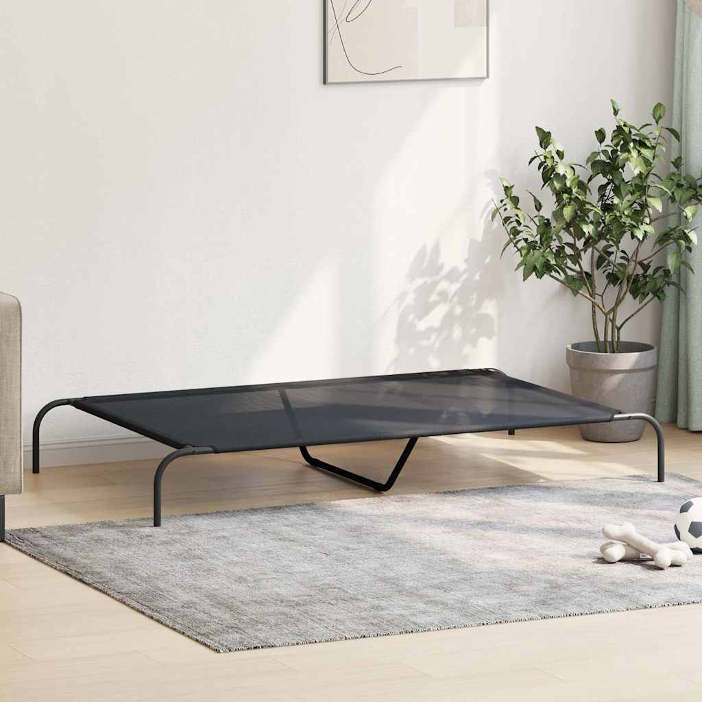 vidaXL Lit surélevé pour chien noir 150x90x20 cm textilène et acier - Image 3