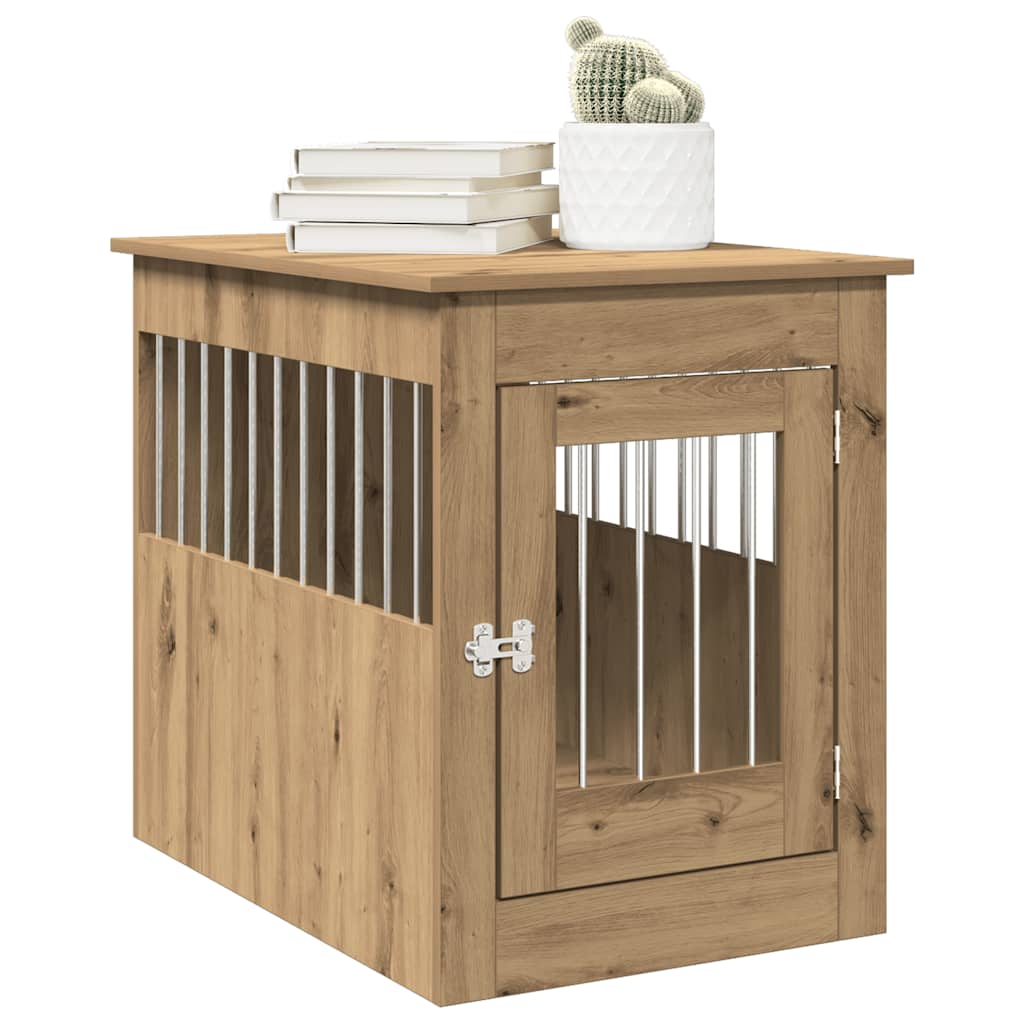 vidaXL Meuble de cage pour chiens chêne artisanal 55x80x68 cm - Image 3