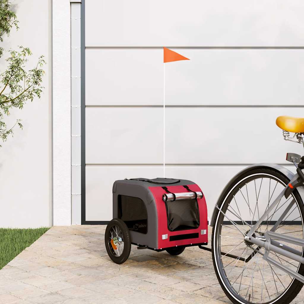 vidaXL Remorque de vélo pour animaux de compagnie rouge et gris